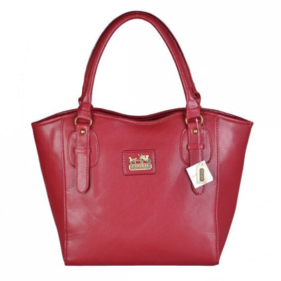 Coach North South Logo Medium Red Satchels DWG - Click Image to Close